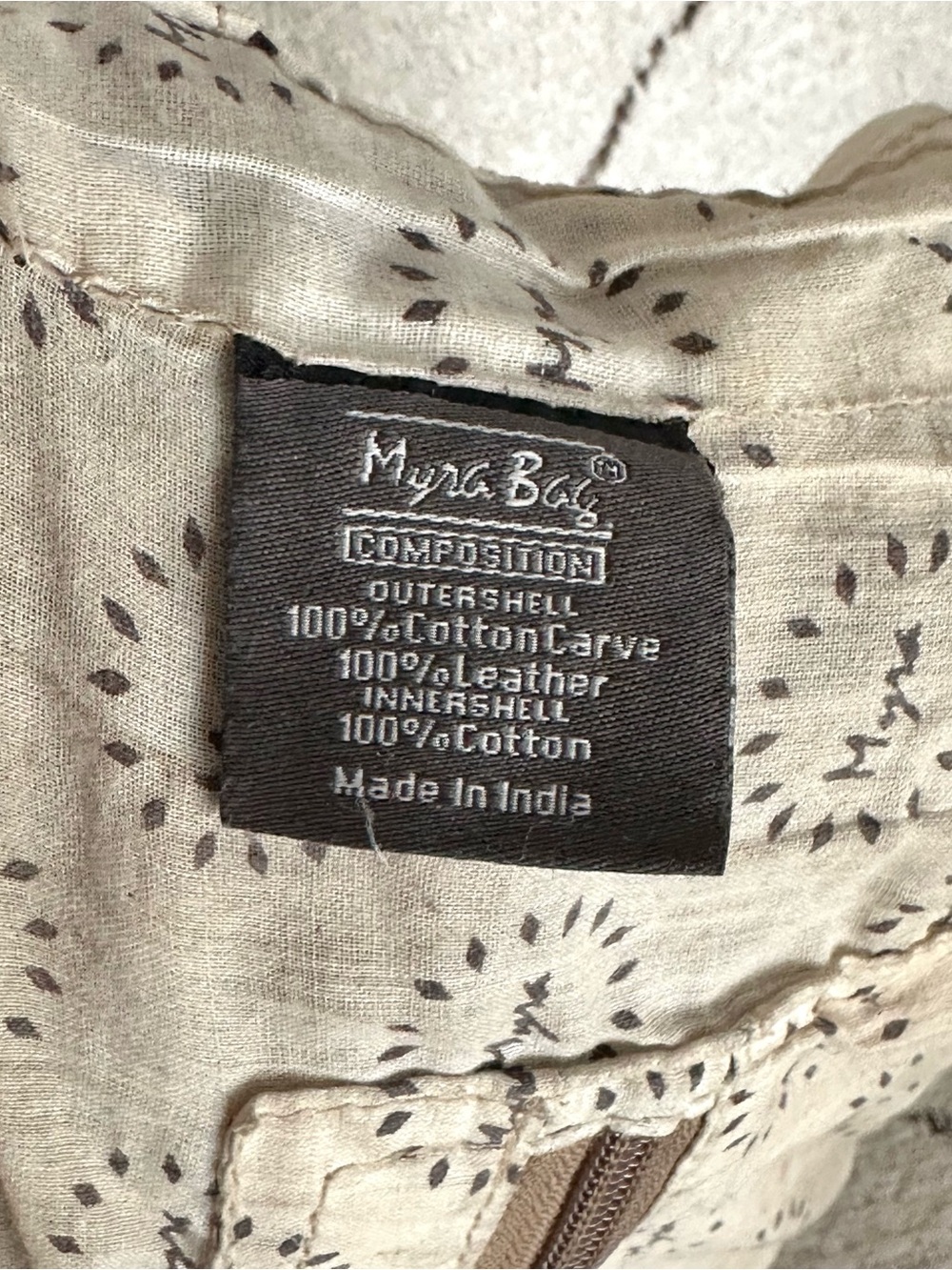 Myra Bag Leather and Canvas Boho Crossbody Shoulder Bag Mandala Print - Picture 5 of 8